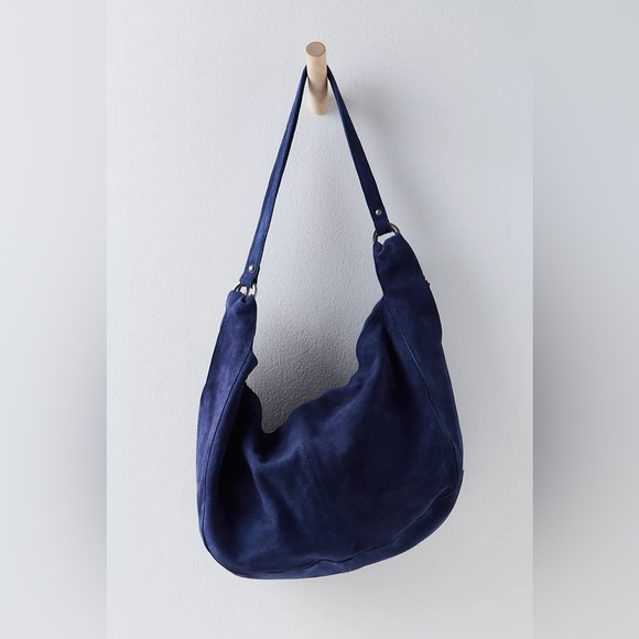 Free People Roma Suede Tote Bag NWT Metro Navy - Picture 1 of 6